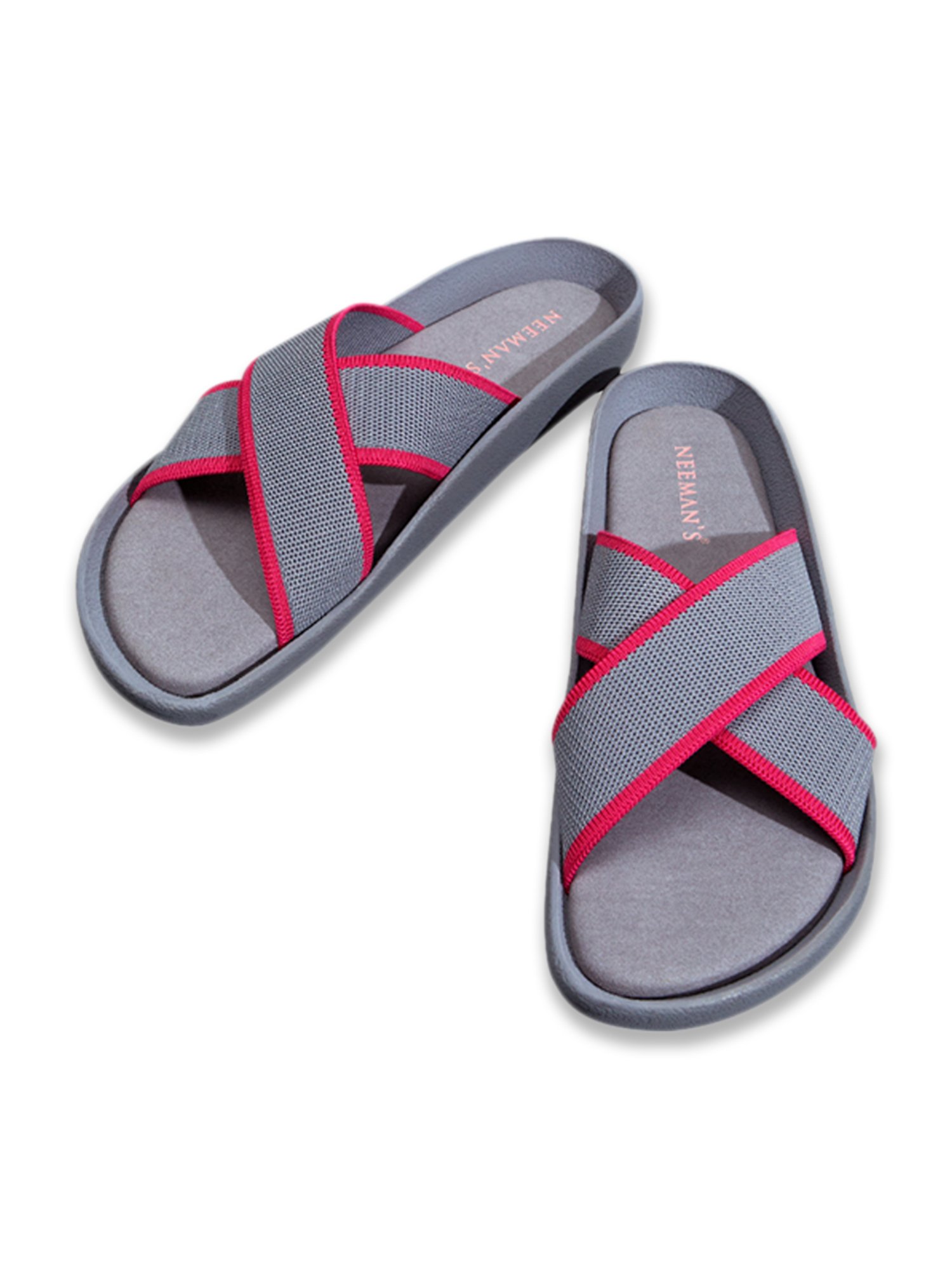 Neemans Women's Grey Cross Strap Sandals