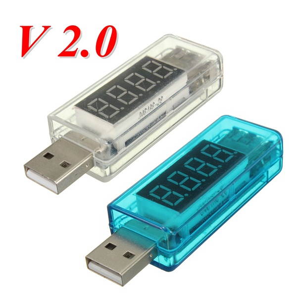 DC 3-7.5V 0-5A V2.0 USB Voltage Current Meter Detector Charger White