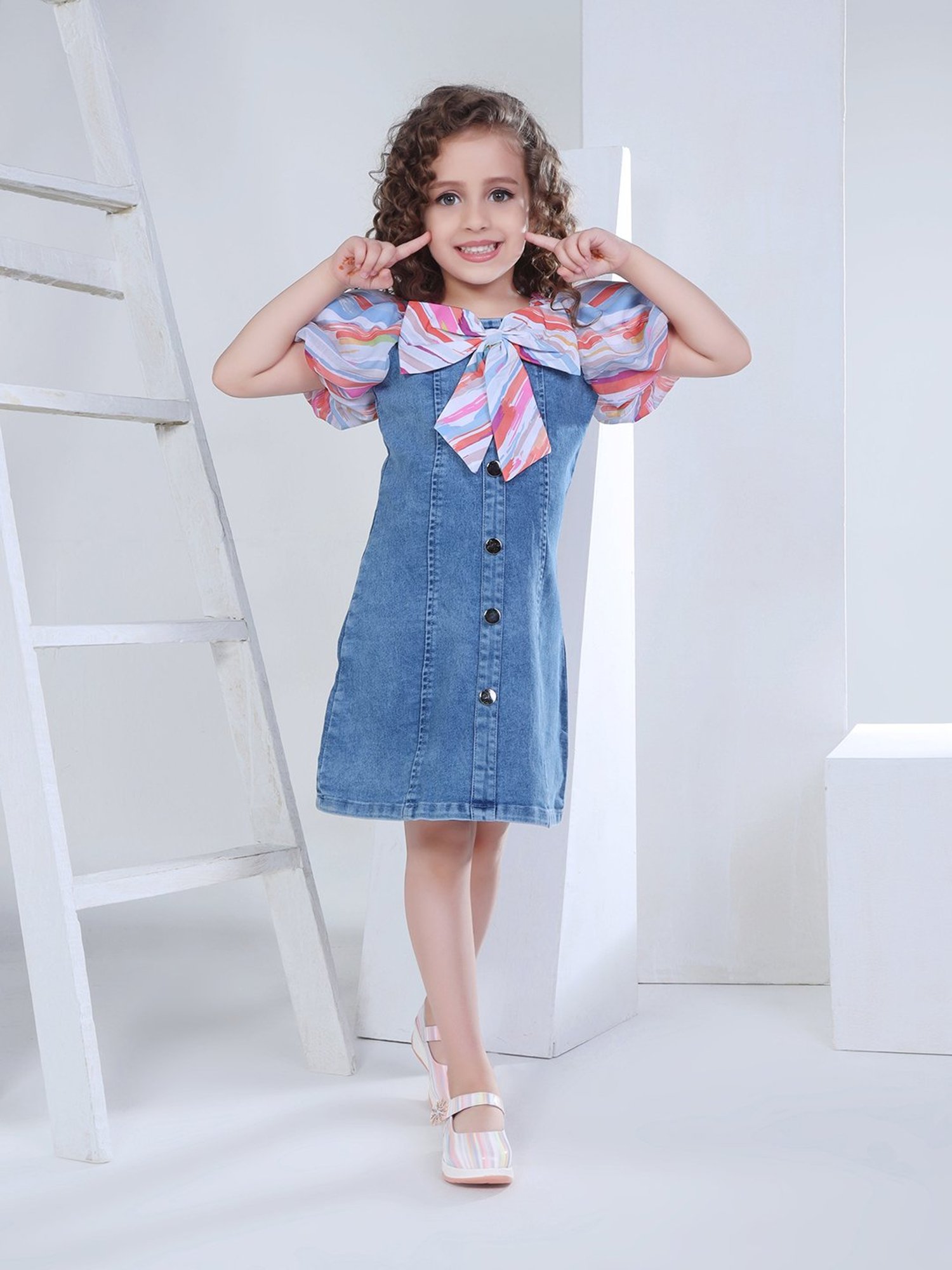 Peppermint Kids Blue Solid Shirt Dress
