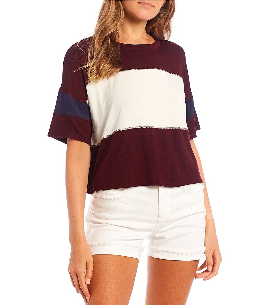 Moa Moa Colorblock Slouchy Short Sleeve Tee