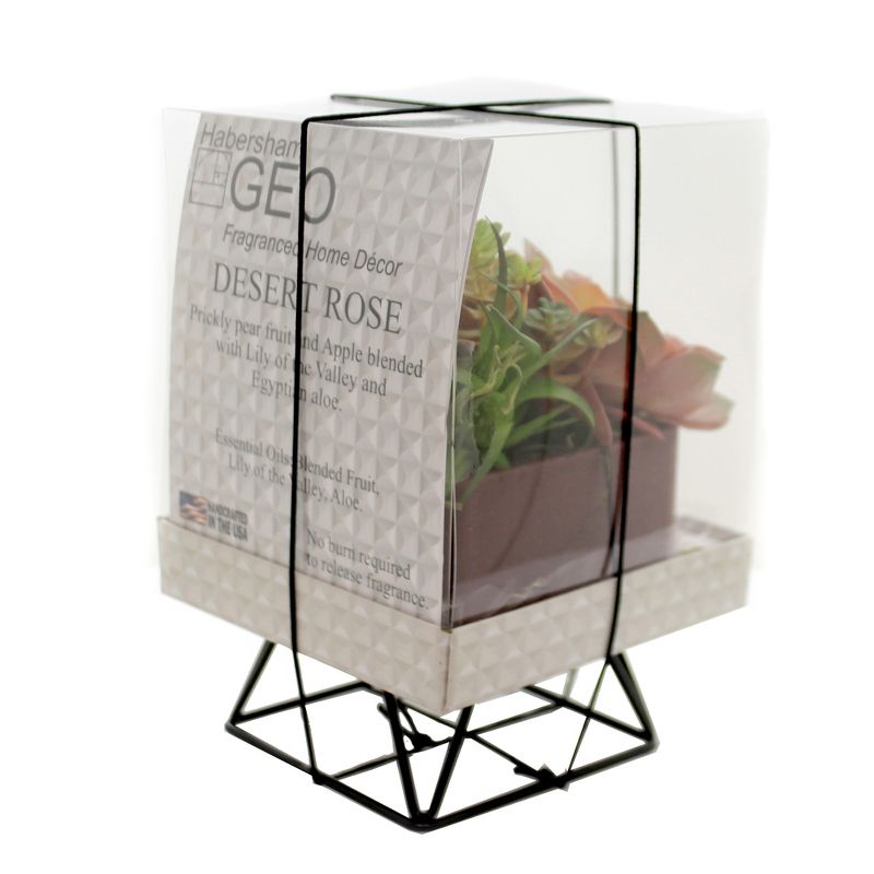 Habersham Candles 6.75" Desert Rose Geo W/Stand Flameless  -  Flameless Candles