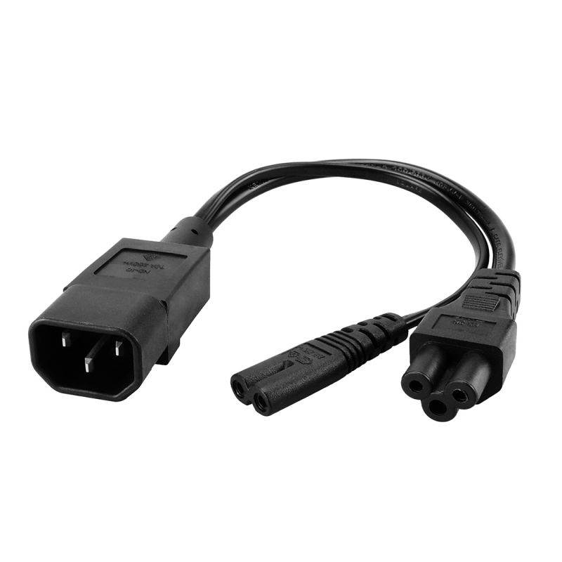 Tekit C14 to C13+NEMA 5-15R Y Splitter Power Plug Cord,Single IEC 320 C14 Male to C13+Nema 5-15R Female Splitter Adapter Cable Cord ,1ft /30mm