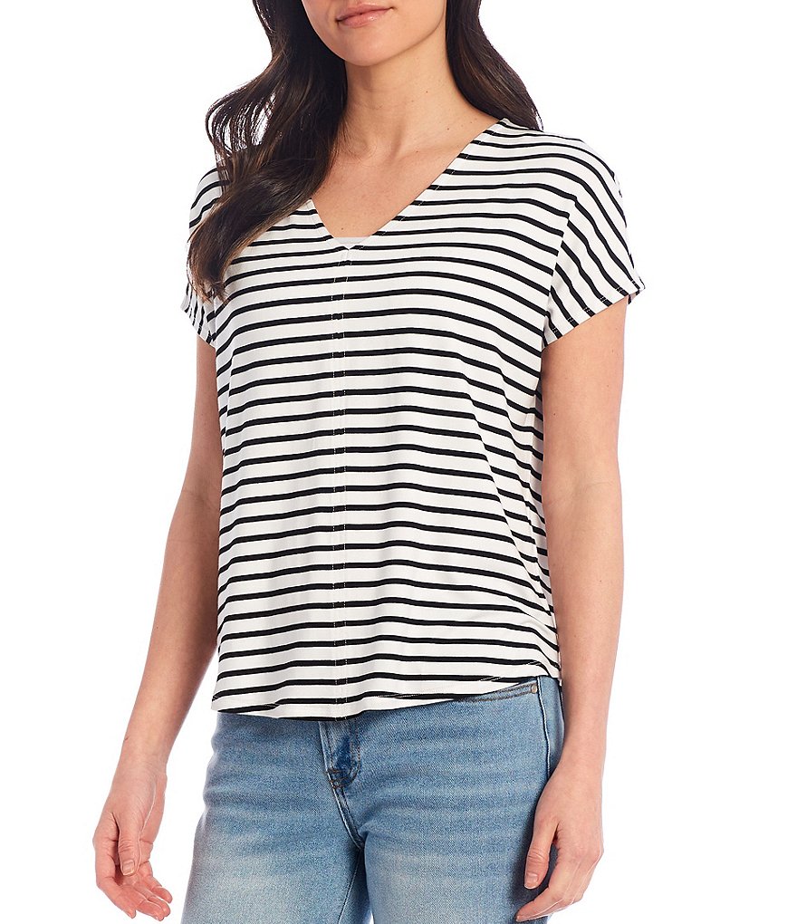 Gibson & Latimer Stripe V-Neck Shell Tee
