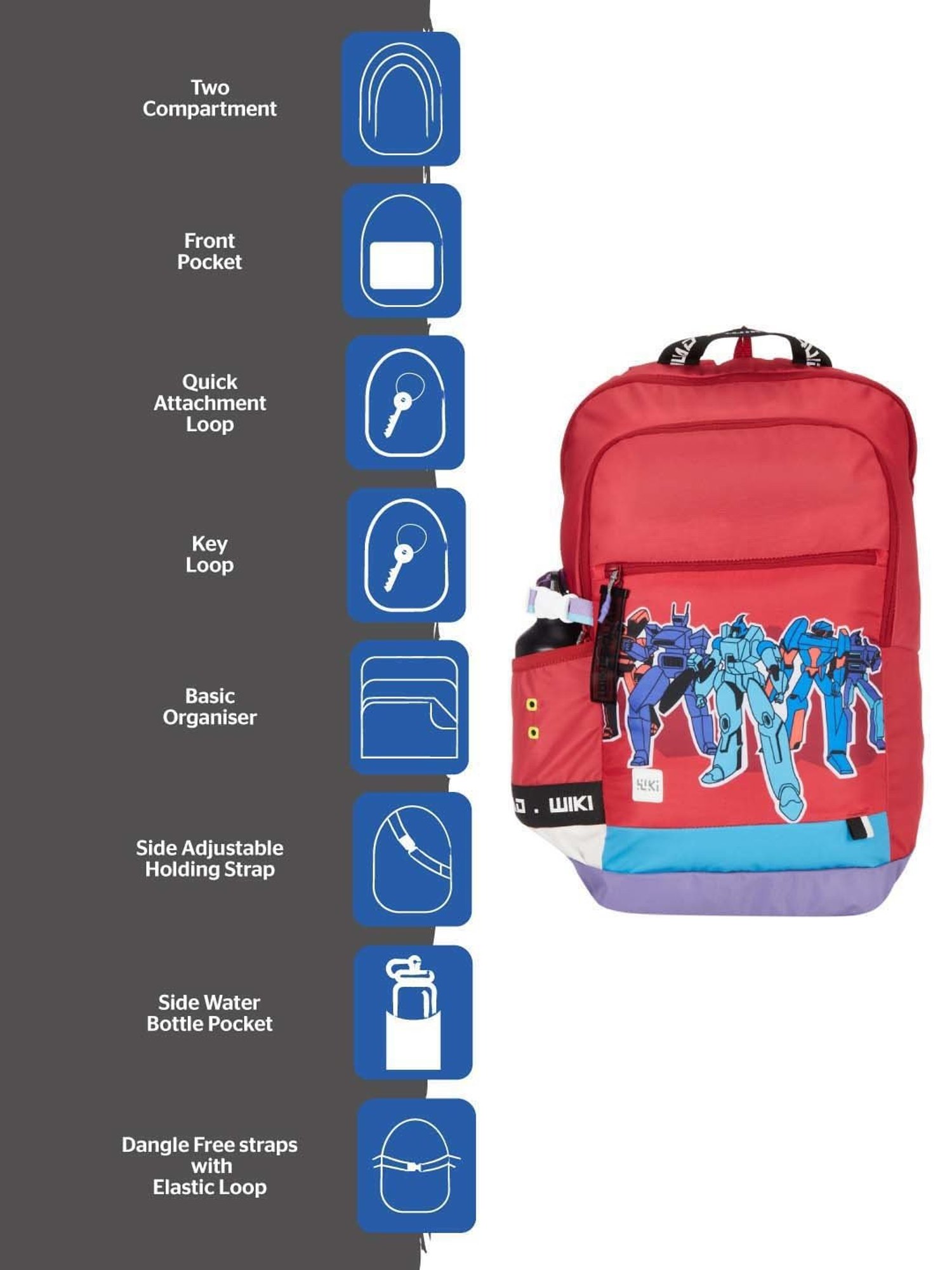 Wiki 30.5 Ltrs Red Medium Backpack