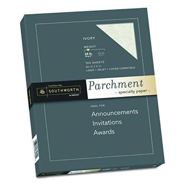 parchment specialty paper 24 lbs 81/2 x 11  100/box, ivory