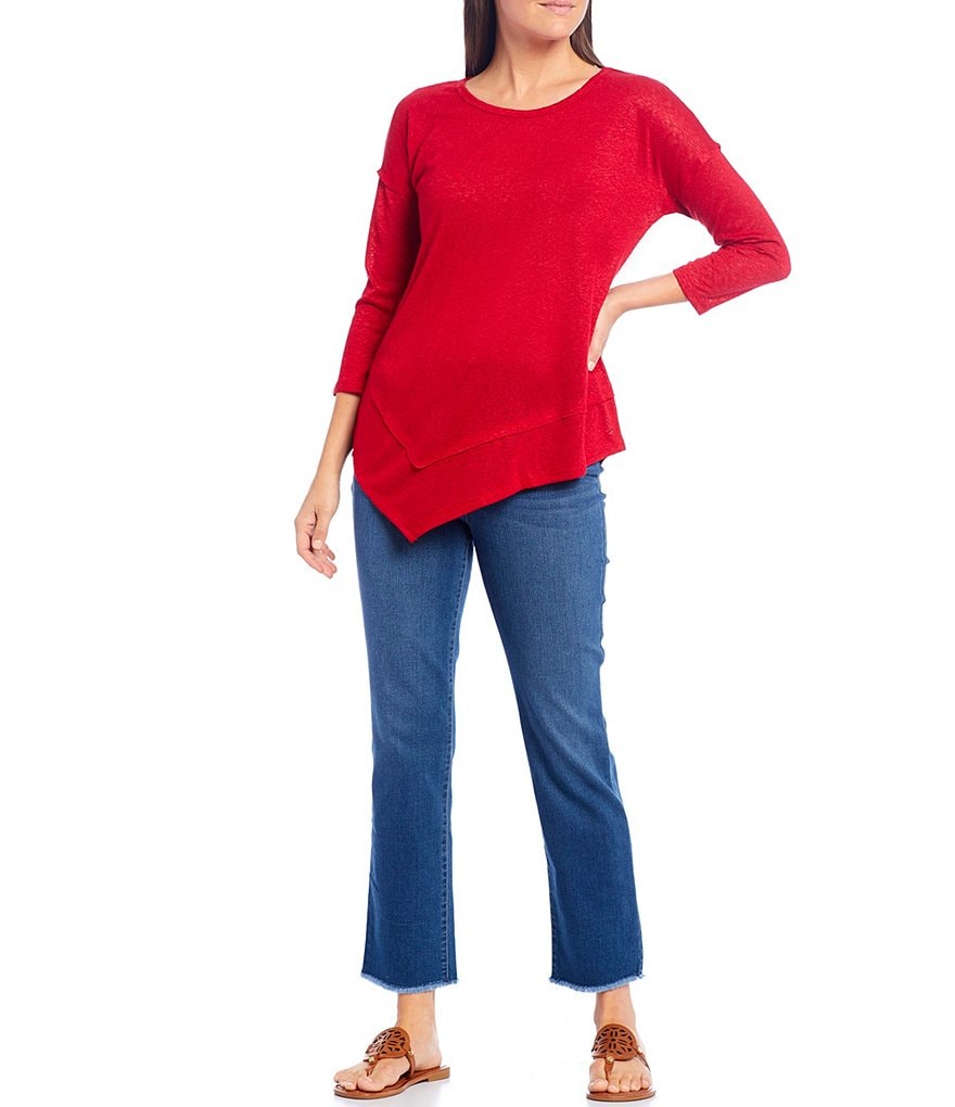 Code Bleu Classic Straight Leg Frayed Hem Ankle Jeans