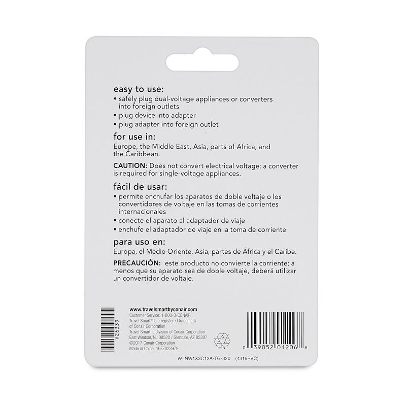 Travel Smart by Conair Continental Adapter Plug Set - 3pk