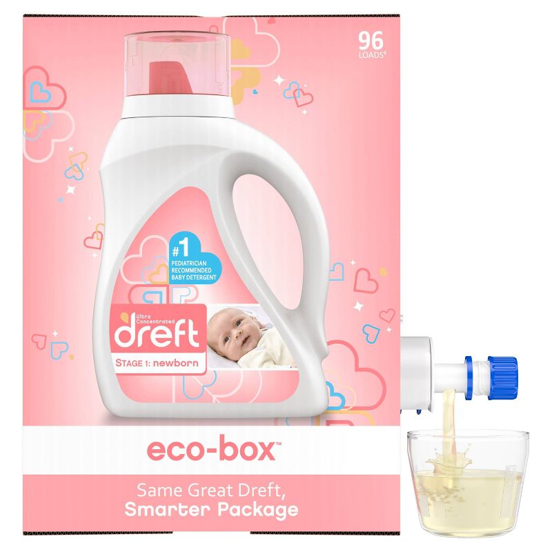 Dreft Stage 1: Newborn Liquid Laundry Baby Detergent Eco-Box HE Compatible - 105 fl oz