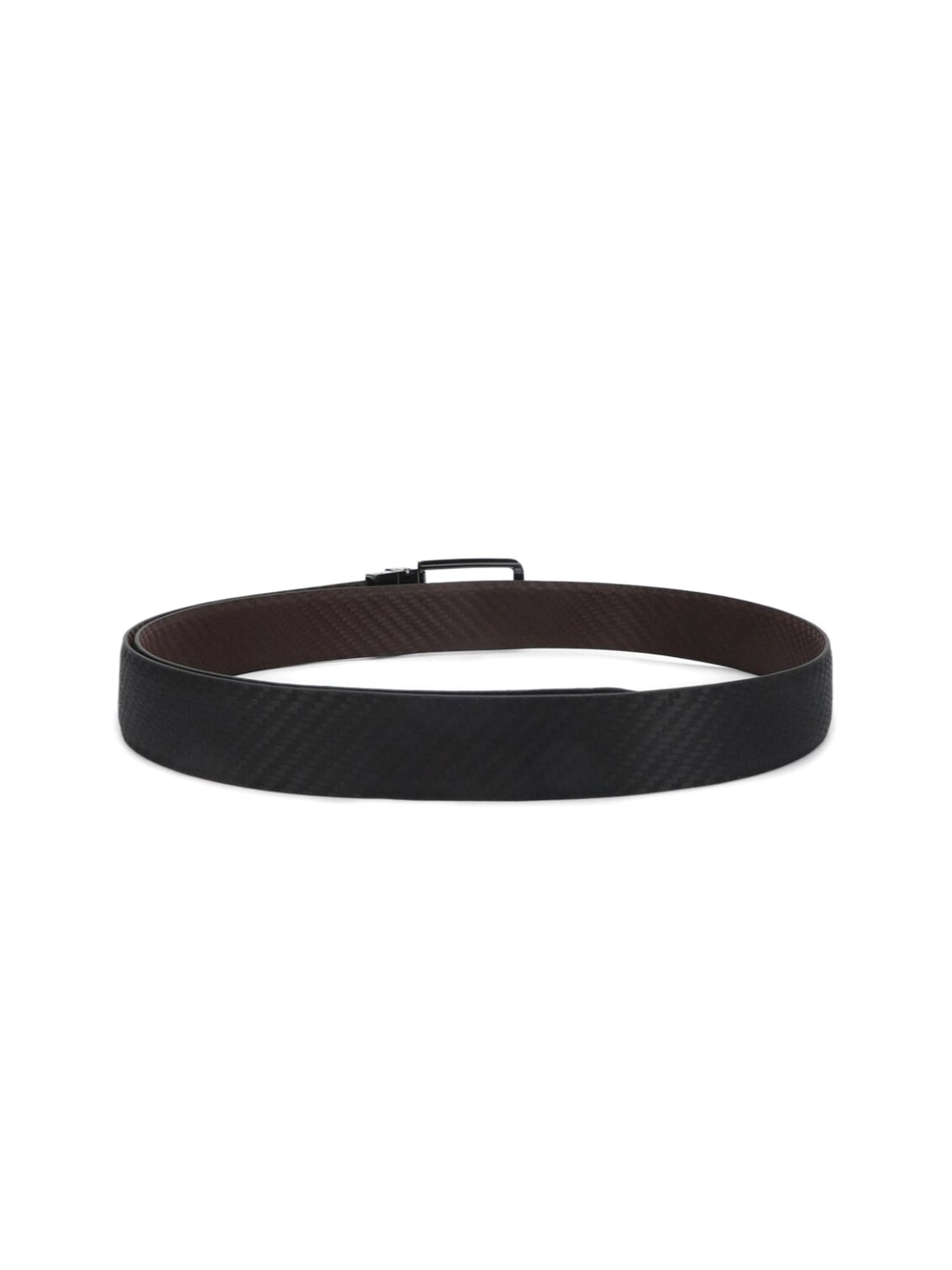 Simon Carter Black Leather Textured Reversible Belt for Men