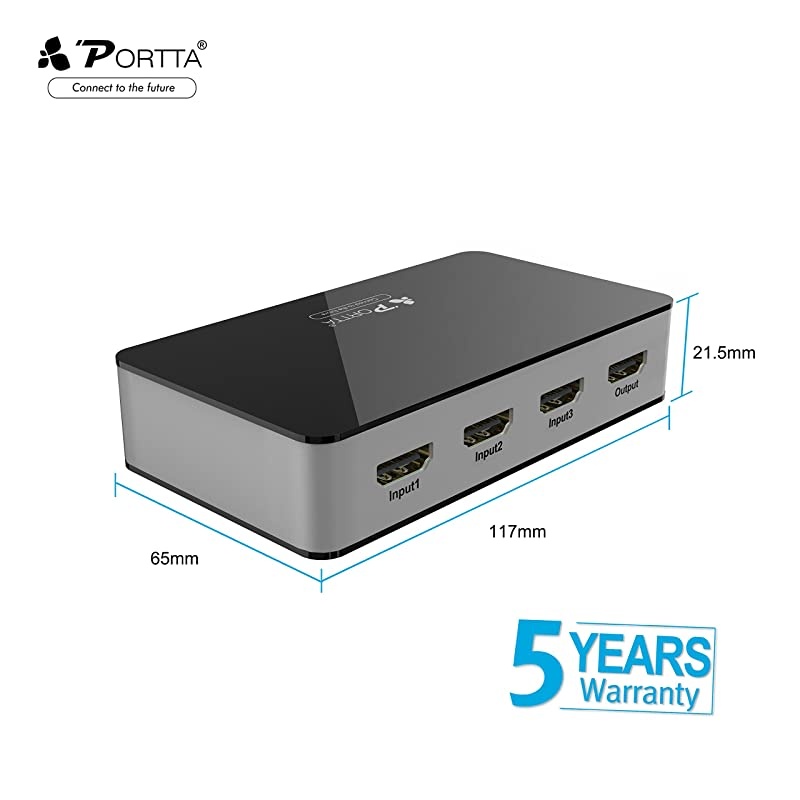 HDMI Premium 3 Port 3X1 Switch/Switcher Version 2.0 4K x 2K @60Hz Full 3D Support HDCP 2.2 for Input DVD PS4 Blue-Ray to Output HDTV
