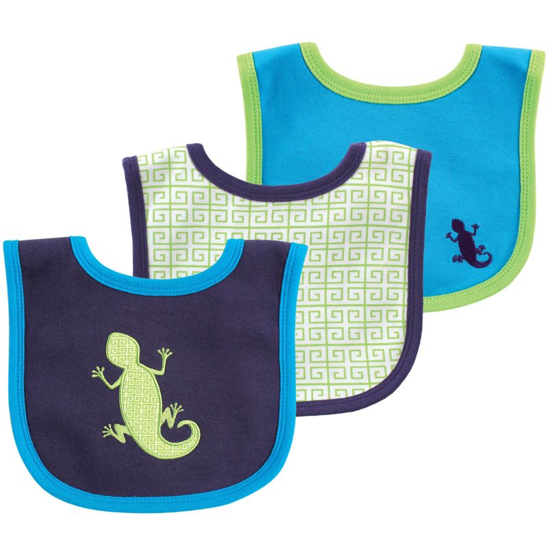 Yoga Sprout Baby Boy Cotton Bibs 3pk, Lizard, One Size