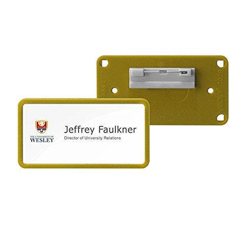 SB-12-C-GD Reusable Window Name Badge Tag (BULK PURCHASE 12PCS SPECIAL OFFER) with Pin/Window Size 75x37mm / Color: GOLD