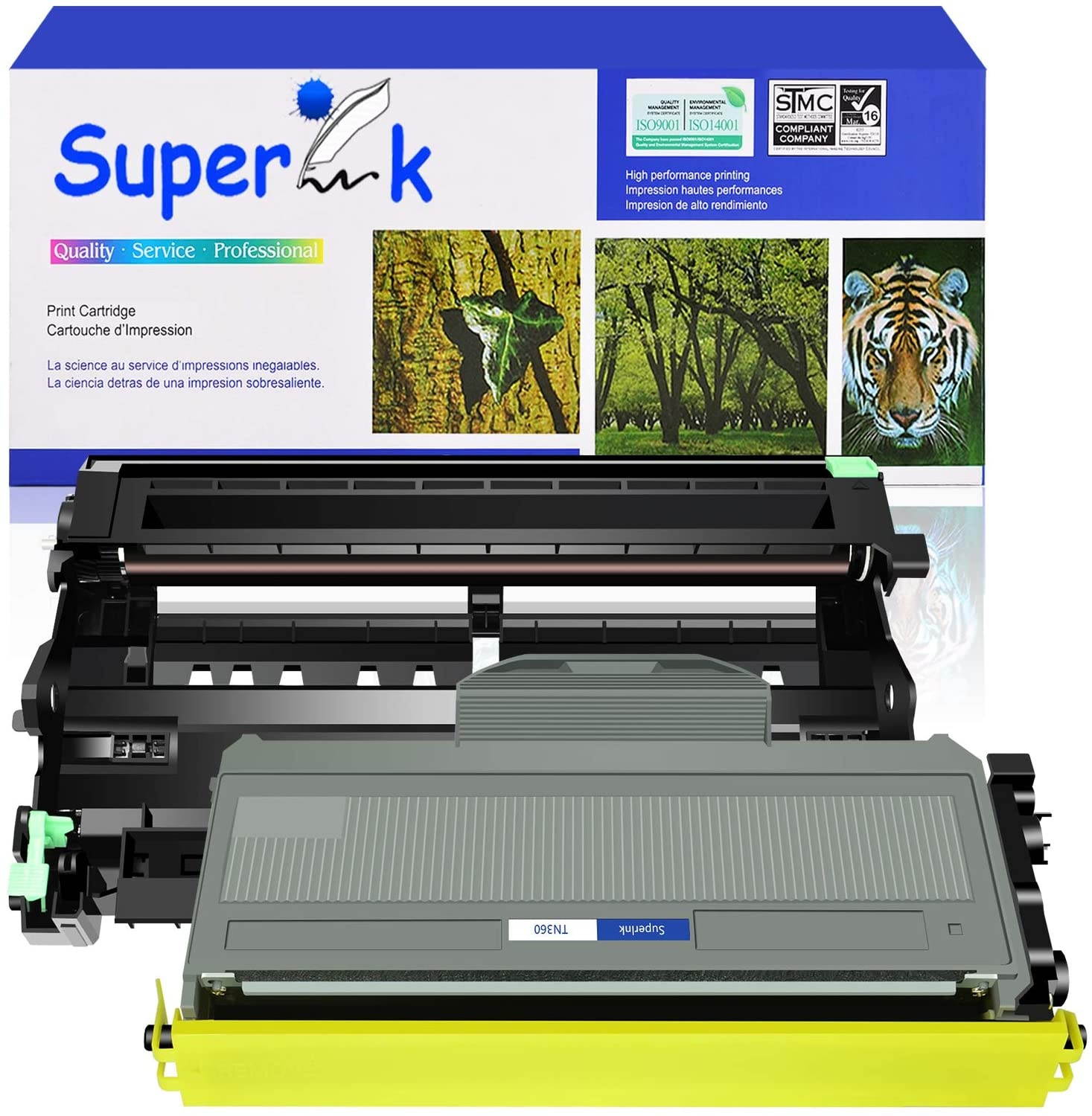 SuperInk 2 Pack Compatible for Brother DR360 Drum Unit TN360 Toner Cartridge (1 Drum,1 Toner) use in DCP-7030 DCP-7040 HL-2140 HL-2150N HL-2170W MFC-7340 MFC-7840W MFC-7440N MFC-7345N Printer