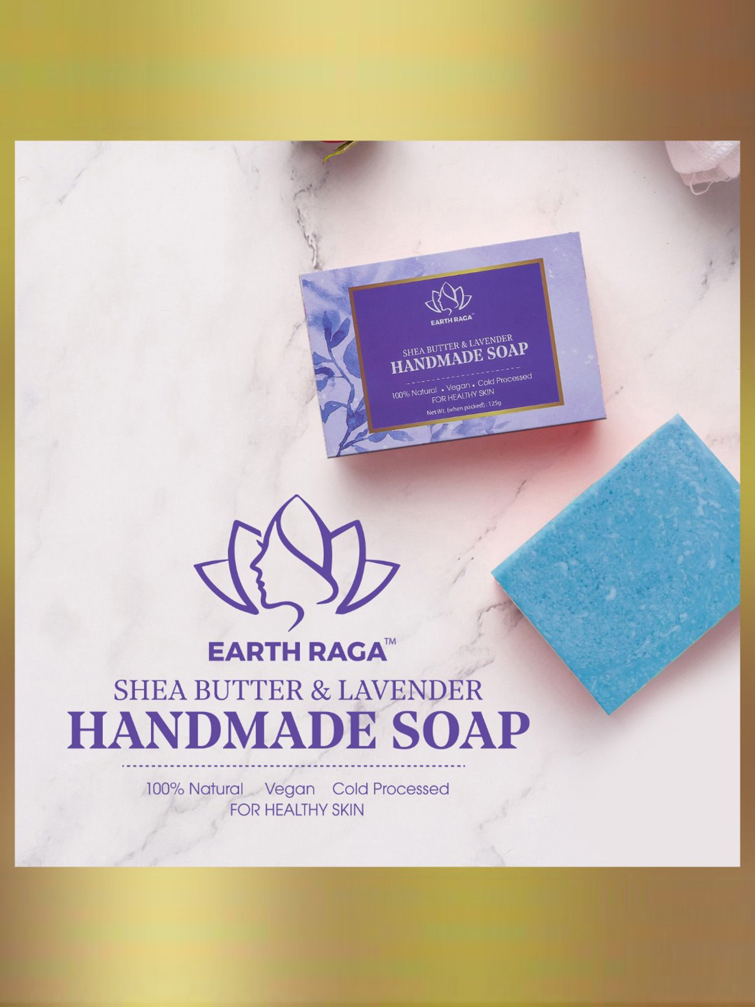 Earthraga Shea Butter & Lavender Handmade Soap - 125 gm