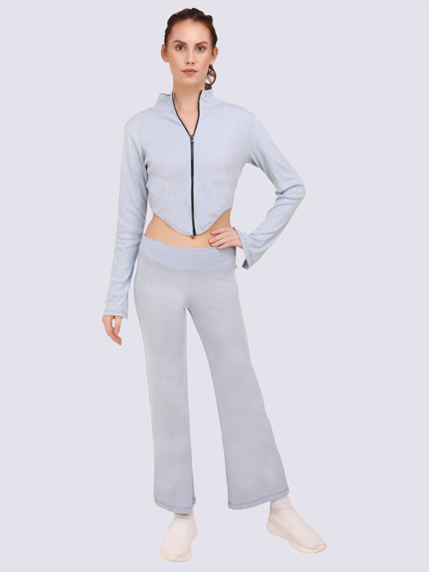 EVERDION Grey Cotton Sports Top