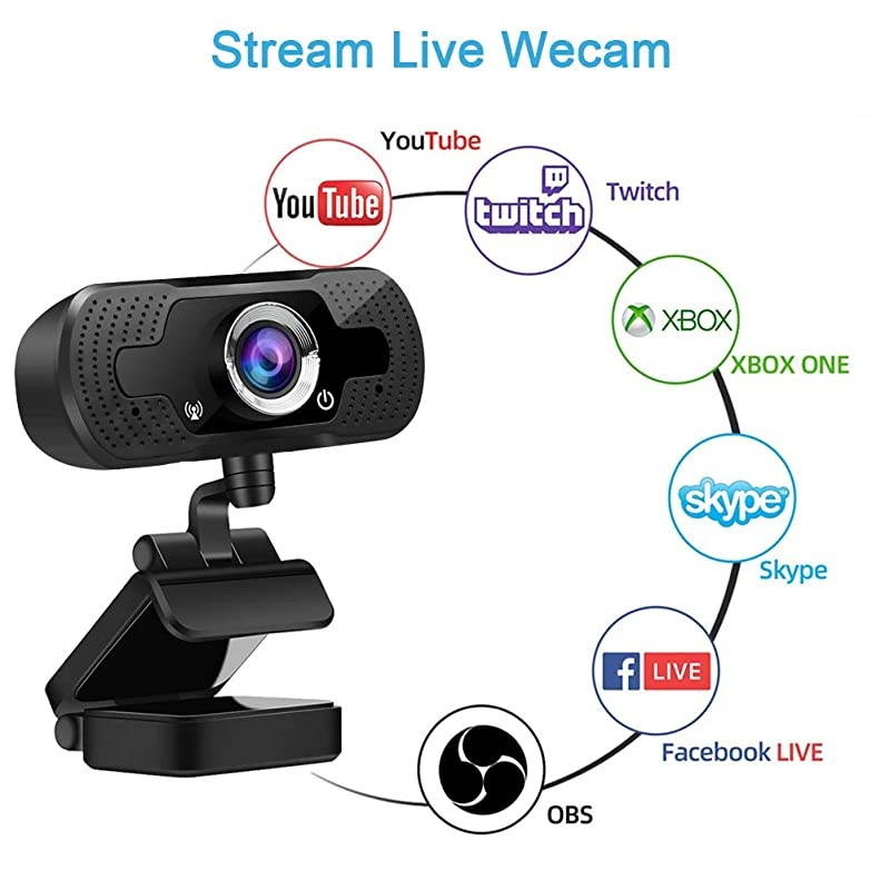 with Microphone 1080P,USB PC Streaming Computer Camera for Windows Mac Laptop Desktop,120&deg;Wide-Angle 30fps, Large Sensor Low Light for Video Calling Conferencing Gaming