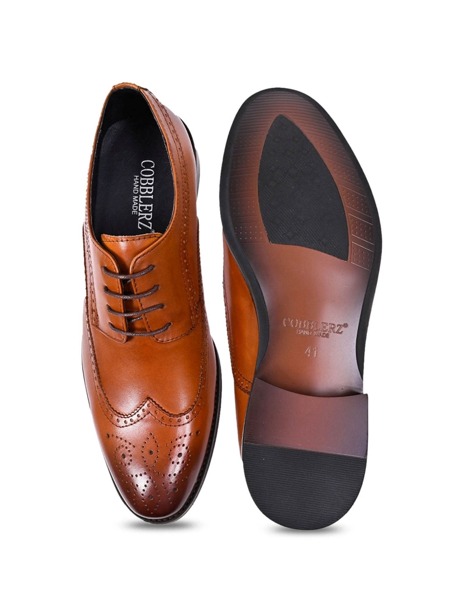 Cobblerz Men's Tan Brogue Shoes