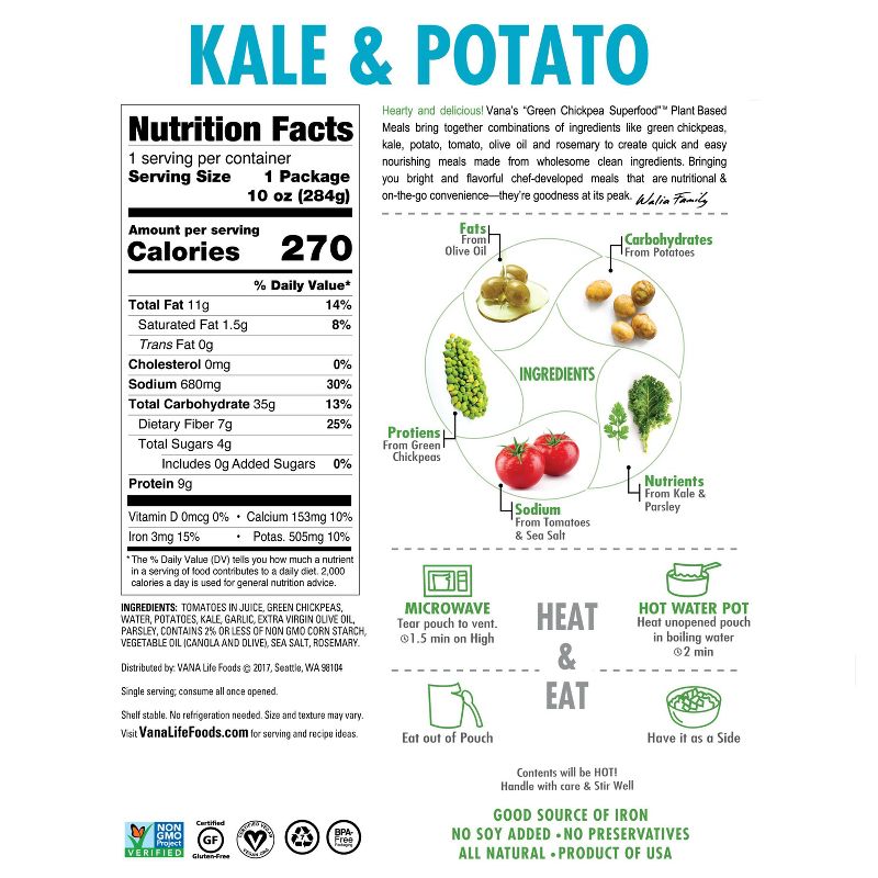 Vana Life Foods Kale and Potato Superfood Bowl -10oz