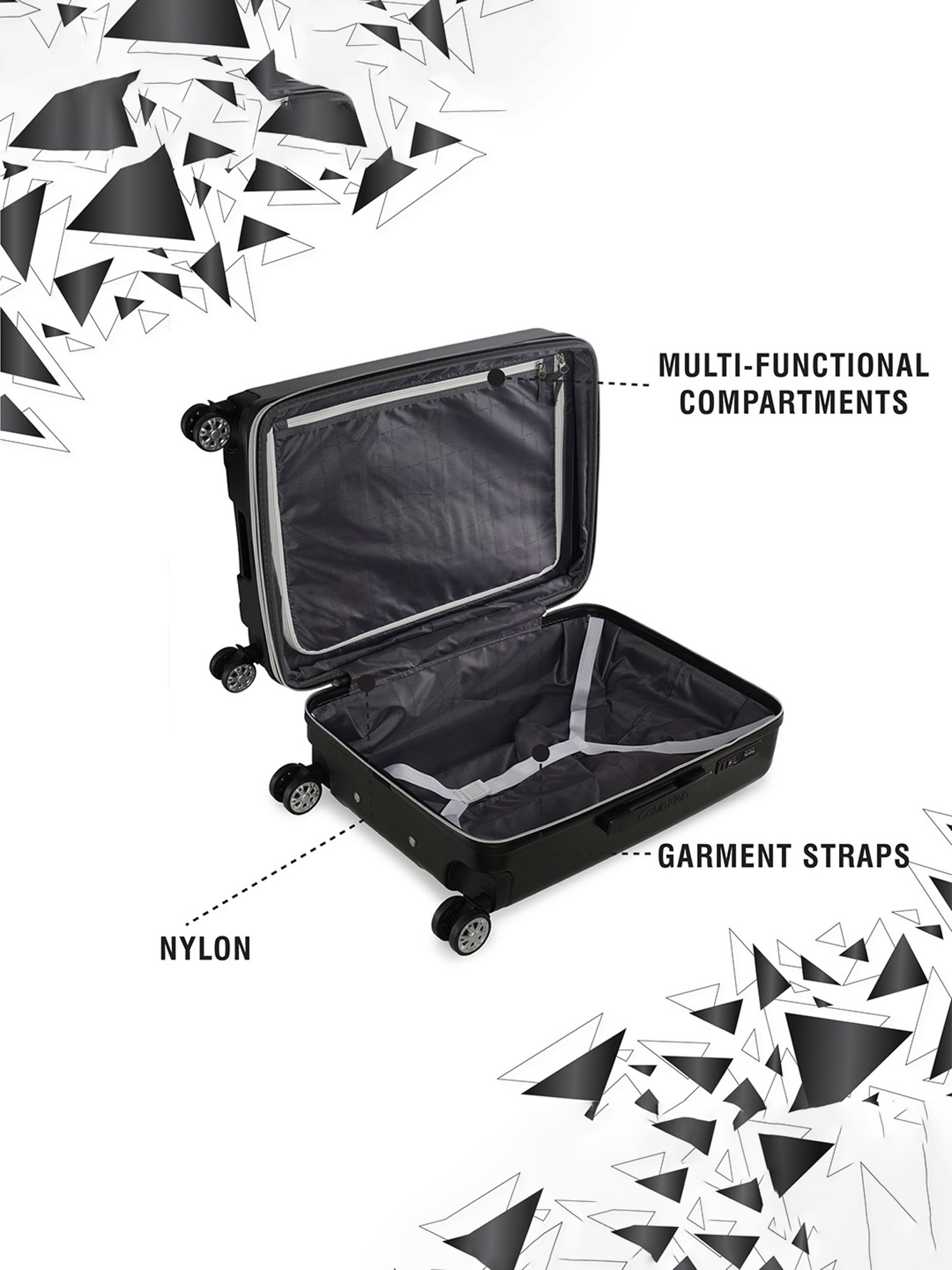 Calvin Klein Odyssey Black ABS Hard Medium Trolley - 24 cms