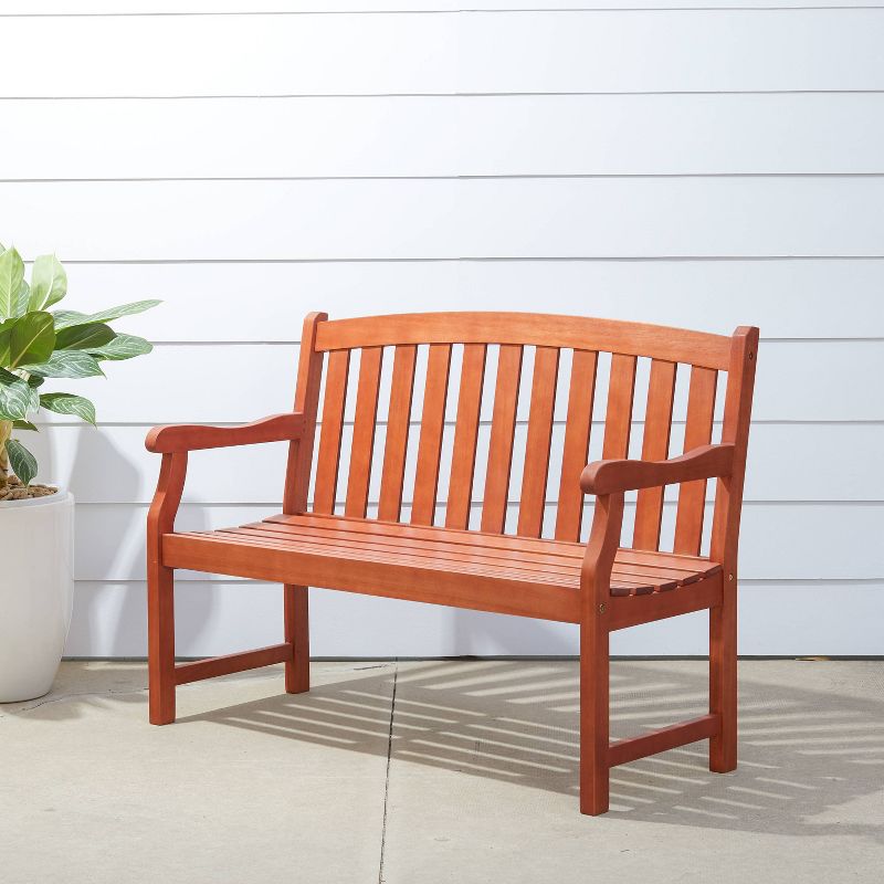 Vifah Outdoor 2-Seater Wood Bench - Brown