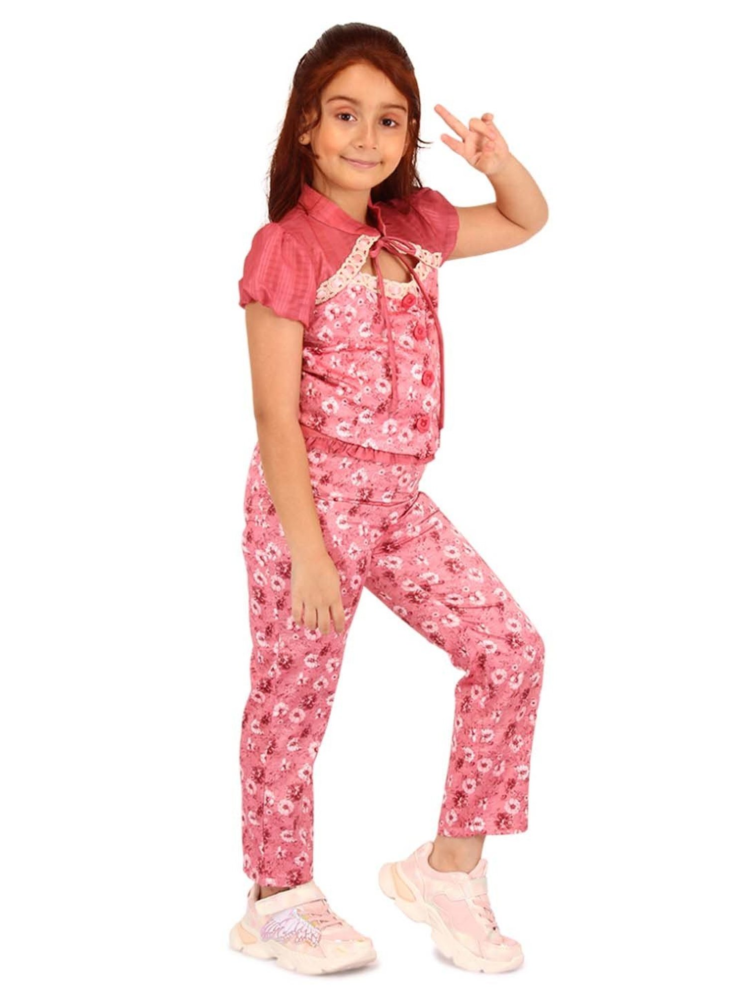 Akkriti by Pantaloons Kids Red & Cream Embroidered Kurta Set