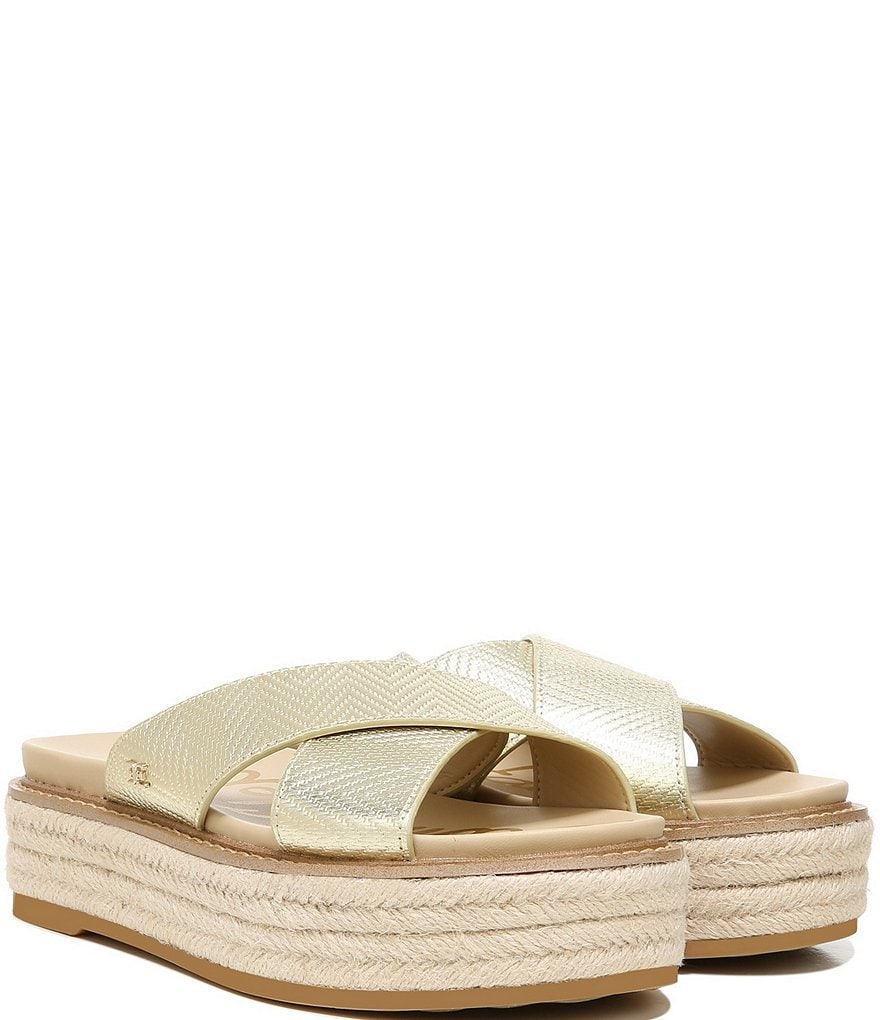 Sam Edelman Korina Metallic Leather Chevron Espadrille Sandals