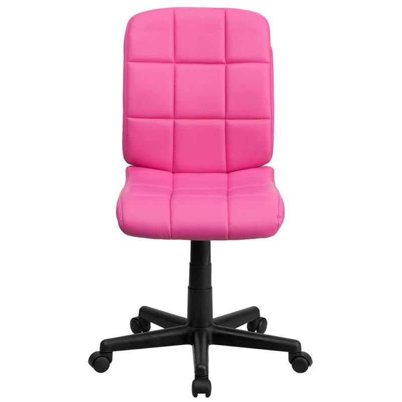 Mid-Back Pink Quilted Vinyl Swivel Task Chair