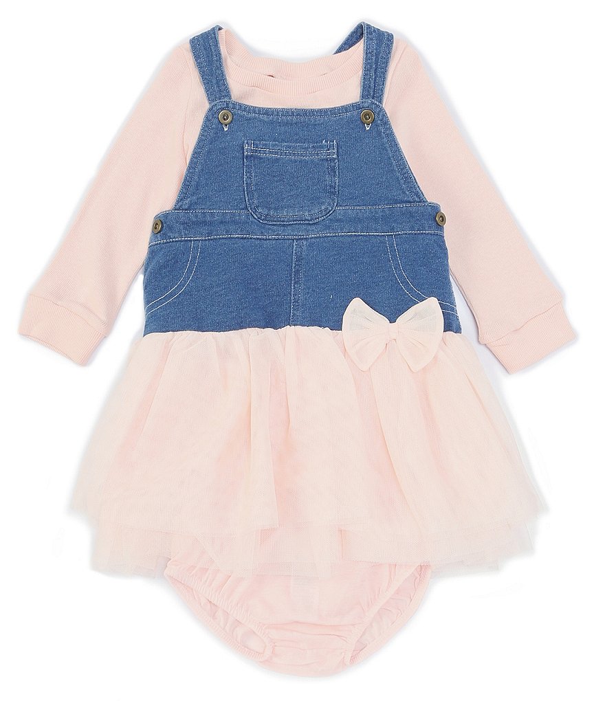 Baby Starters Baby Girls 12-24 Months Sweater & Tutu Denim Overall Dress Set