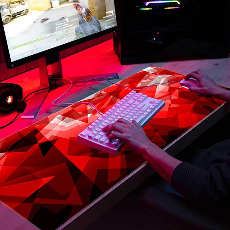 Extended Mouse Pad Large Gaming Mouse Pad 354x157x012 inch Computer Keyboard Mouse Mat NonSlip Mousepad Rubber Base and Stitched Edges for Game Players Office Study Irregular Pattern