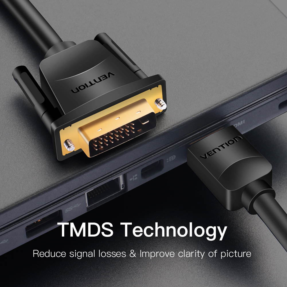 VENTION HDMI to DVI Cable Bi Directional DVI-D 24+1 Male to HDMI Male Adapter High Speed 1080P HD Compatible for Xbox PS4 PS5 Laptop Graphics Card Blue-ray