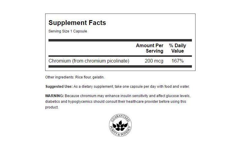 Swanson Chromium Picolinate 200 Mcg 200 Capsules.