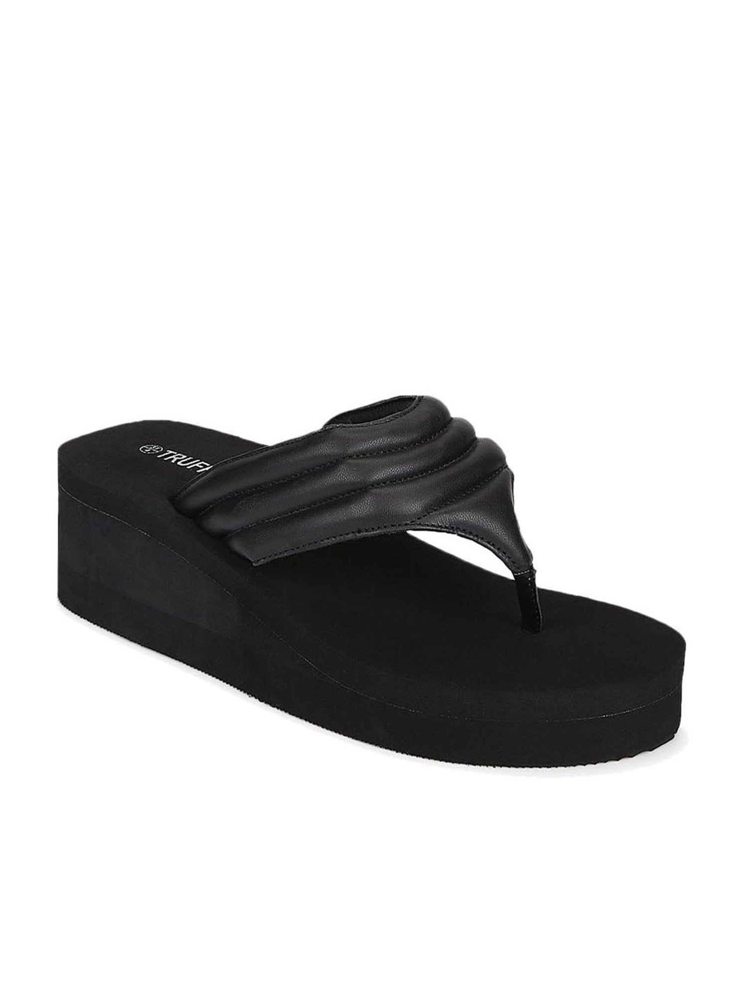 Truffle Girl by Truffle Collection Women's Black Thong Wedges