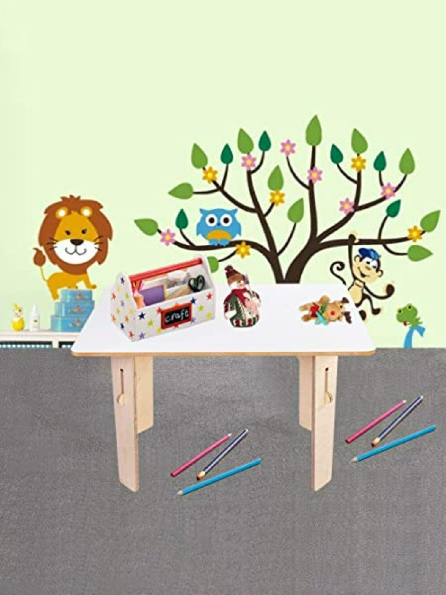 Kiddery White Montessori Inspired Rectangle Wooden Table for Kids (Age 3-8 years)