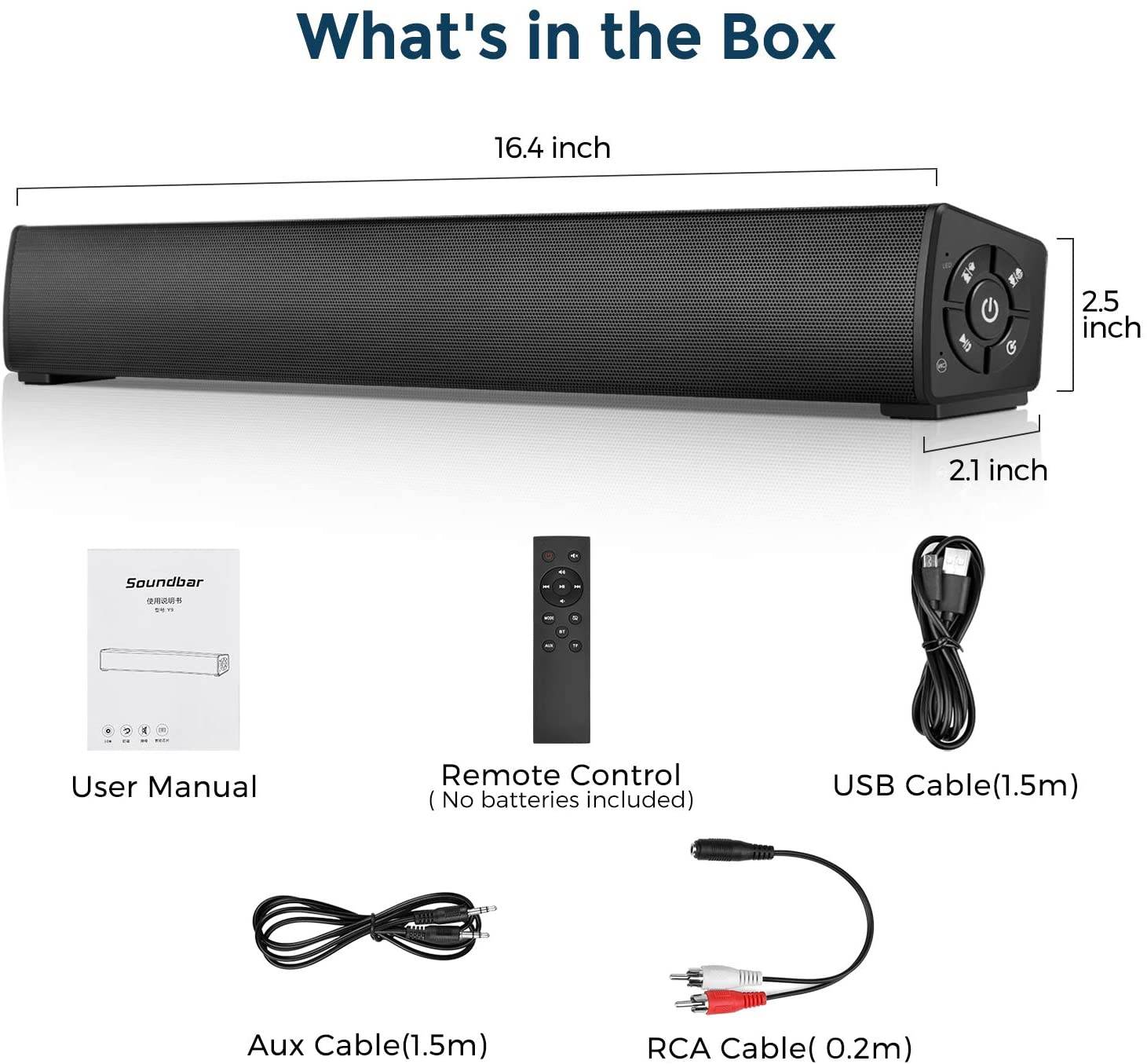Madeng Computer Bluetooth Sound Bar Desktop Subwoofer Speakers Wireless Portable Mini Soundbar with Remote Control for PC