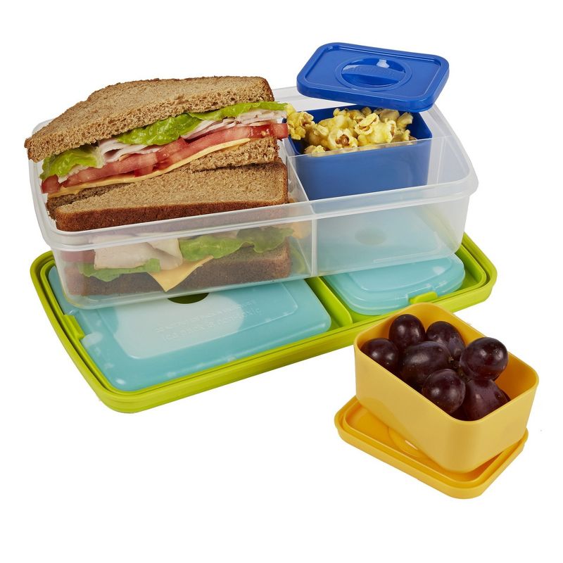 Fit & Fresh Bento Lunch Box Set with Insulated Carry Bag - Rainbow Owl