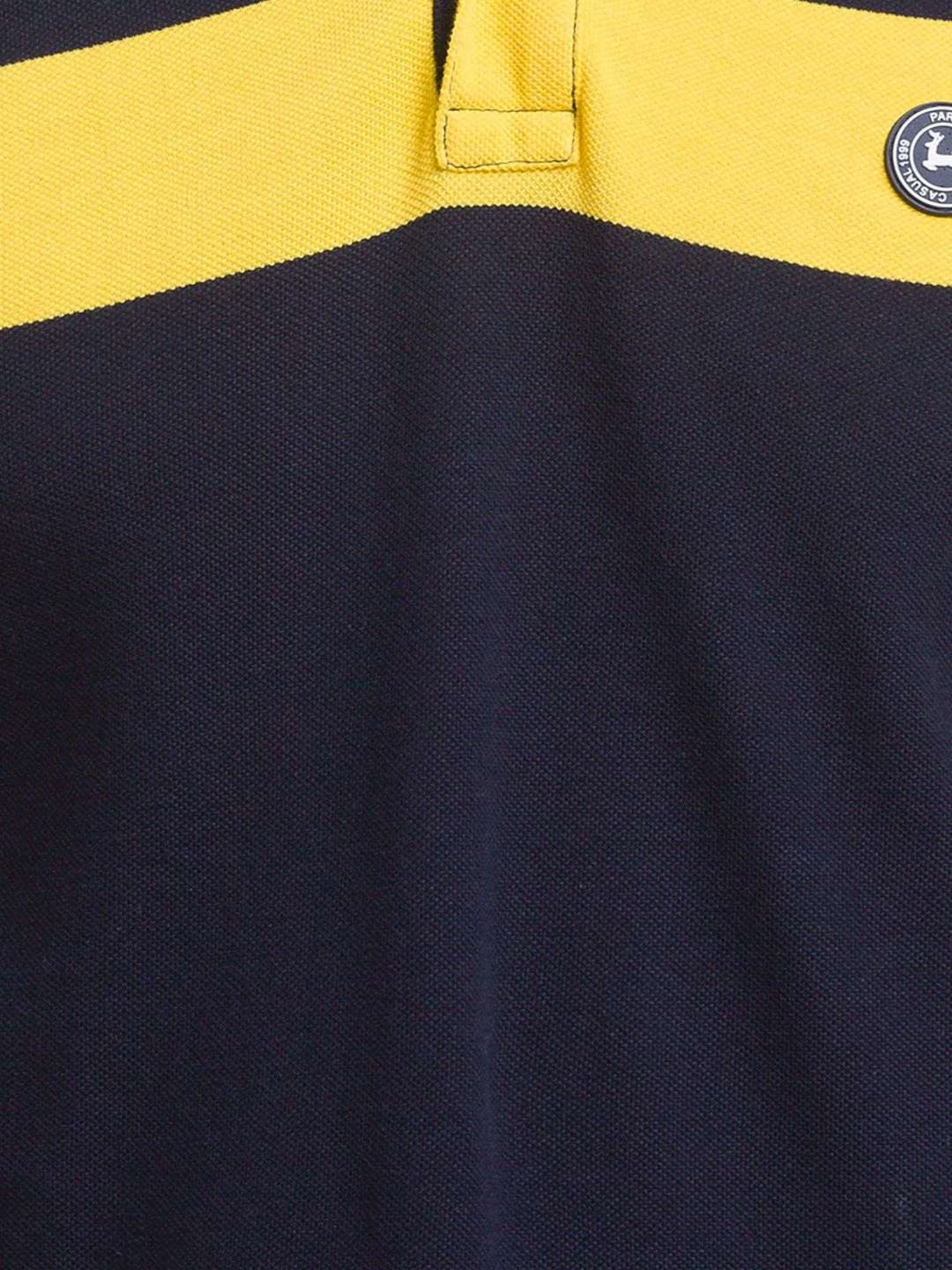 Parx Blue Cotton Regular Fit Printed Polo T-Shirt