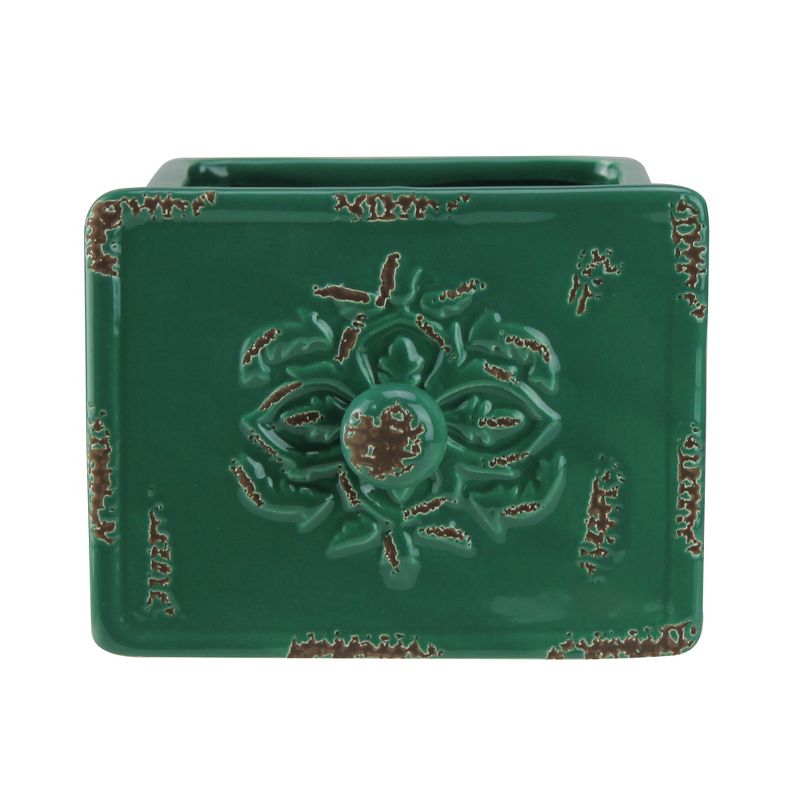 Napco 5.5" Weathered Square Indoor Drawer Planter - Green