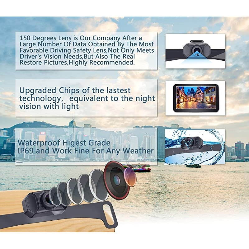 Digital Wireless Backup Camera AMW70 with Stable Signal HD 1080P 7 Monitor and Rear View Camera Kit for CarsPickupsTrucksCampers