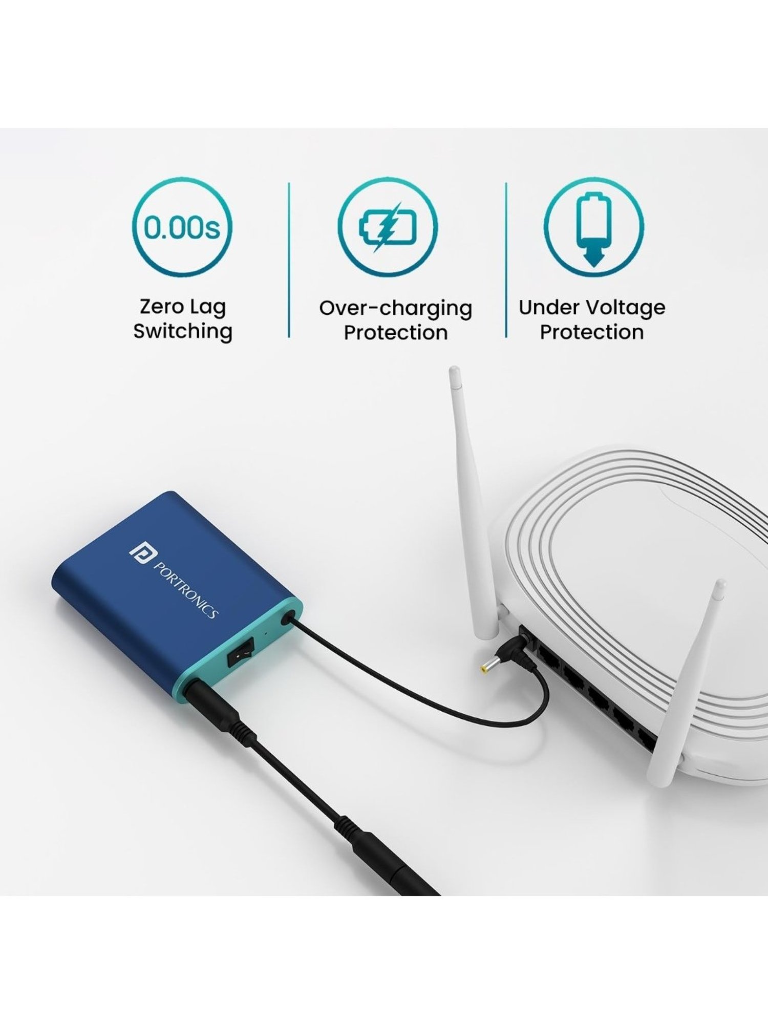 Portronics Power Plus Advanced 2000 mAh WiFi Router Power Bank (Blue)