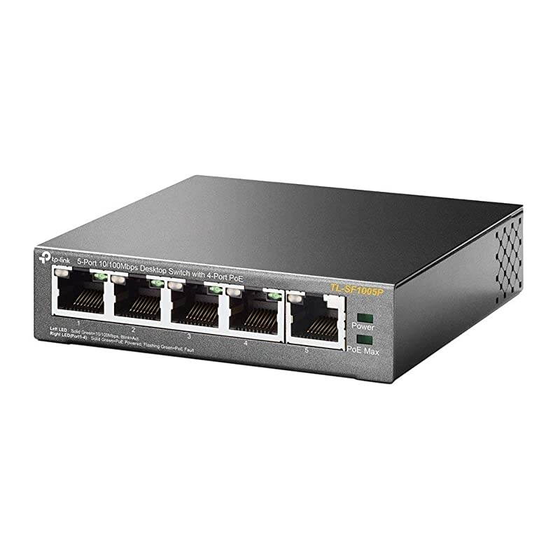 5 Port Fast Ethernet 10/100Mbps PoE Switch | 4 PoE Ports @58W | Desktop | Plug & Play | Sturdy Metal w/ Shielded Ports | Fanless | Limited Lifetime Protection | Unmanaged (TL-SF1005P)