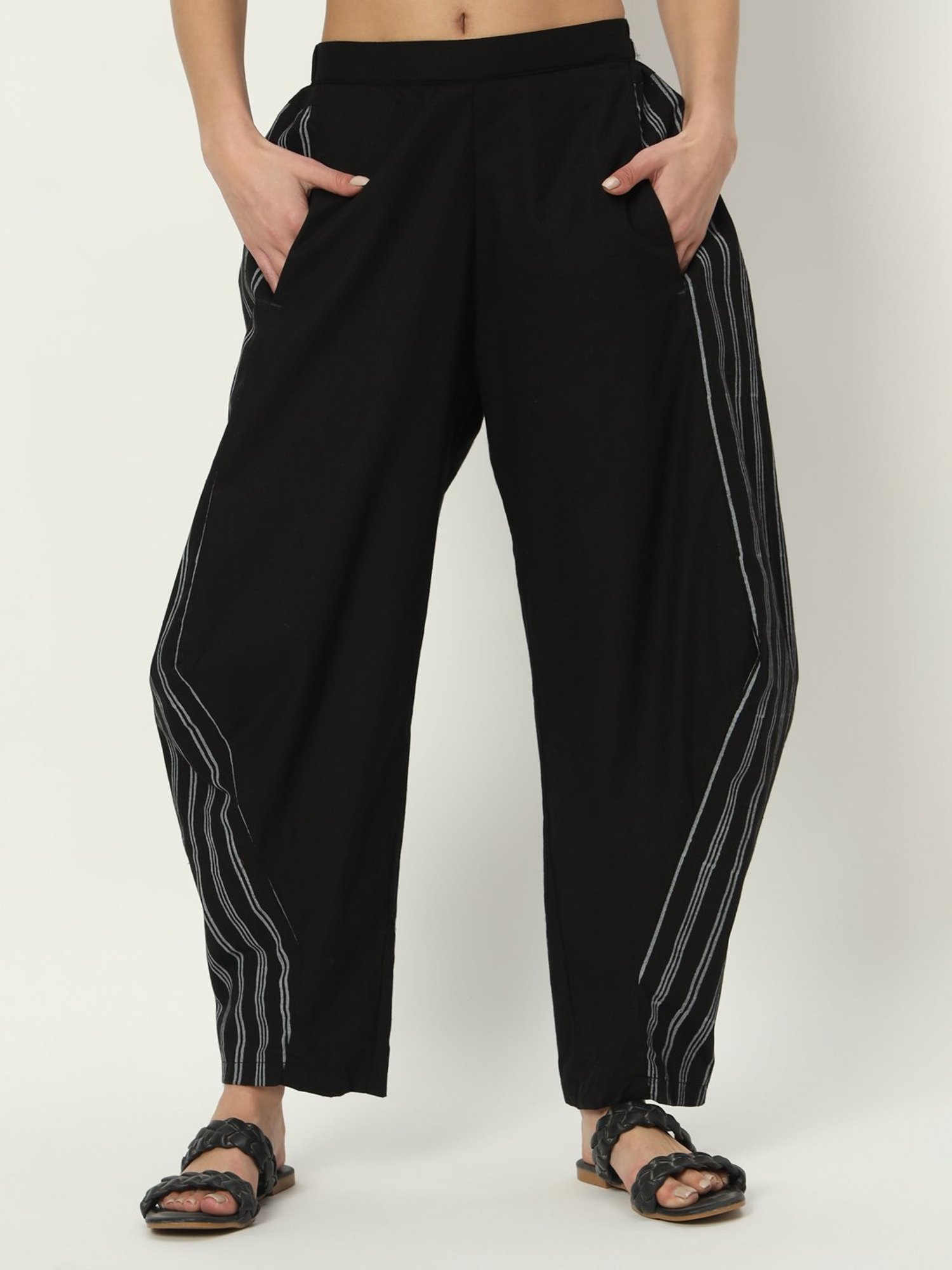 9rasa Black Cotton Pants