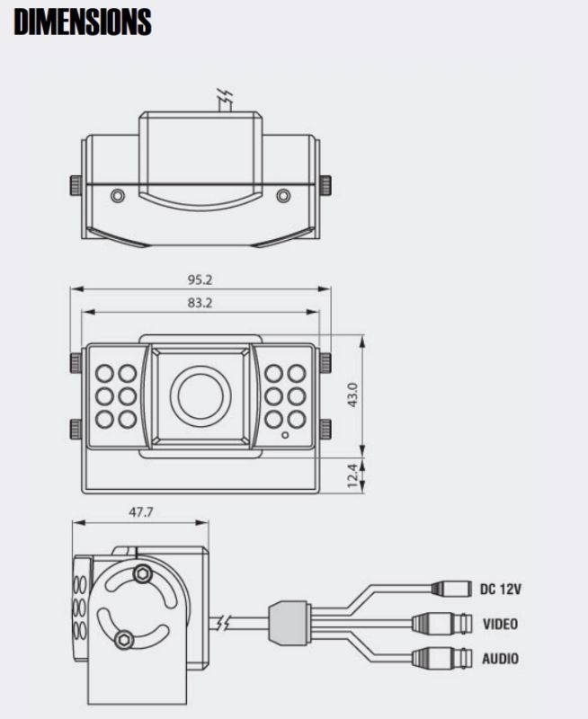 CNB CN330IR Bustop vehicle Camera, 550 TVL High Resolution, 2.9mm wide lens, 12 IR LEDs, Built-in Audio