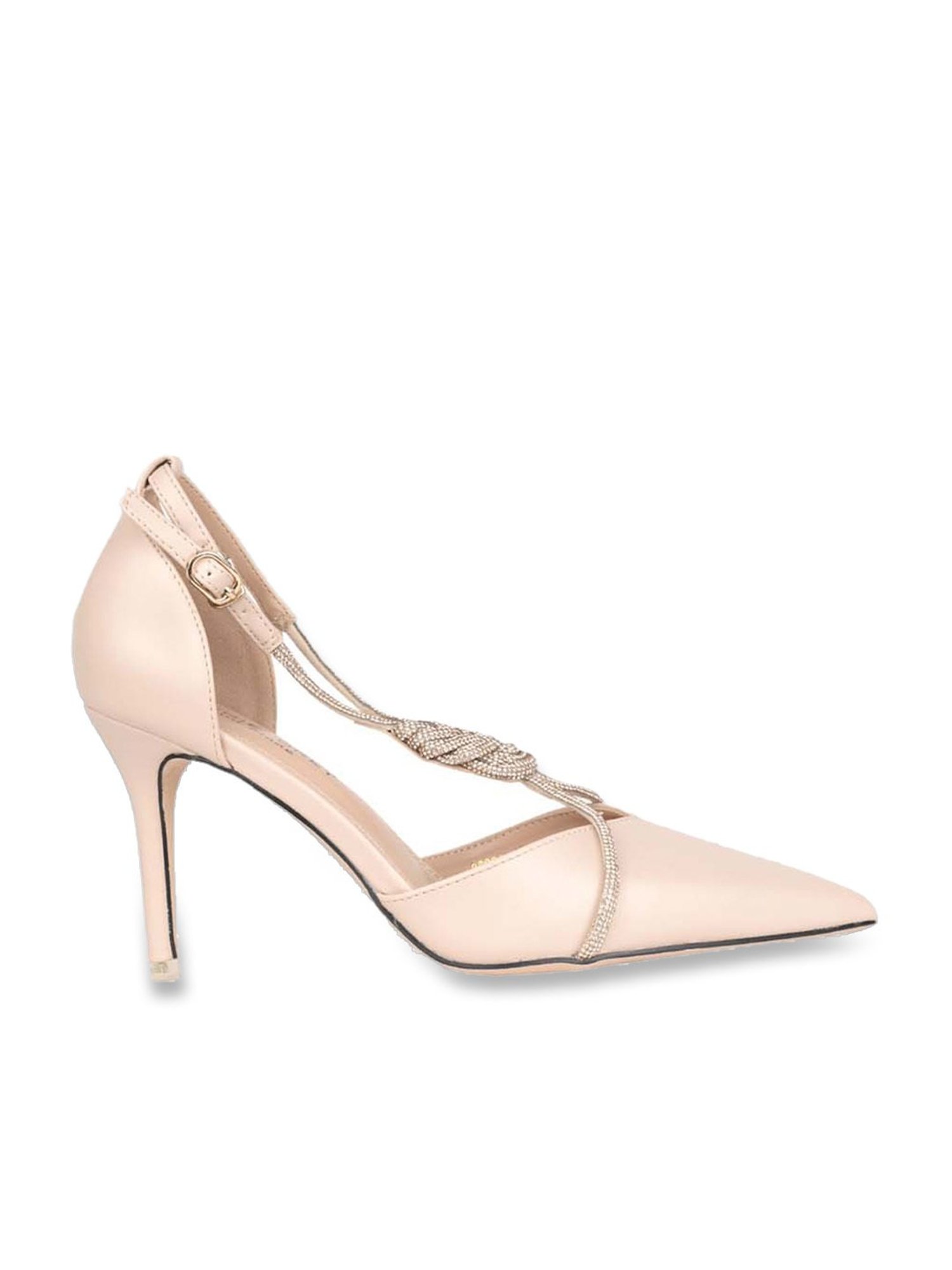 Ronnie Grey Women's Champagne Back Strap Stilettos