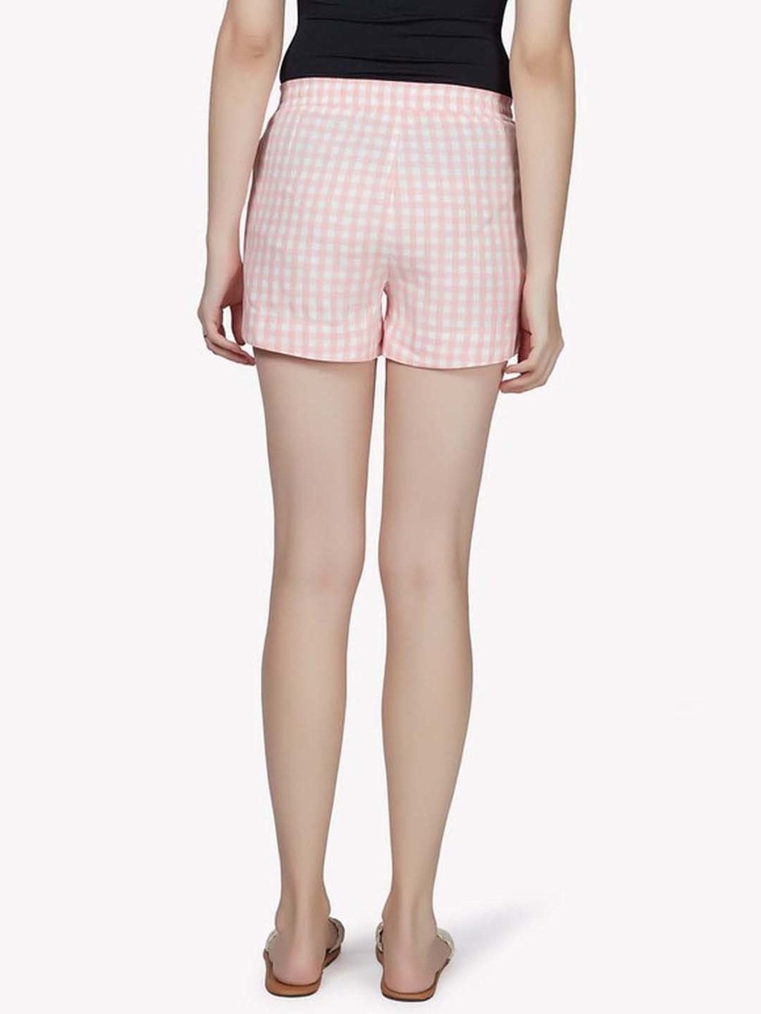 VASTRADO Pink Cotton Chequered Shorts