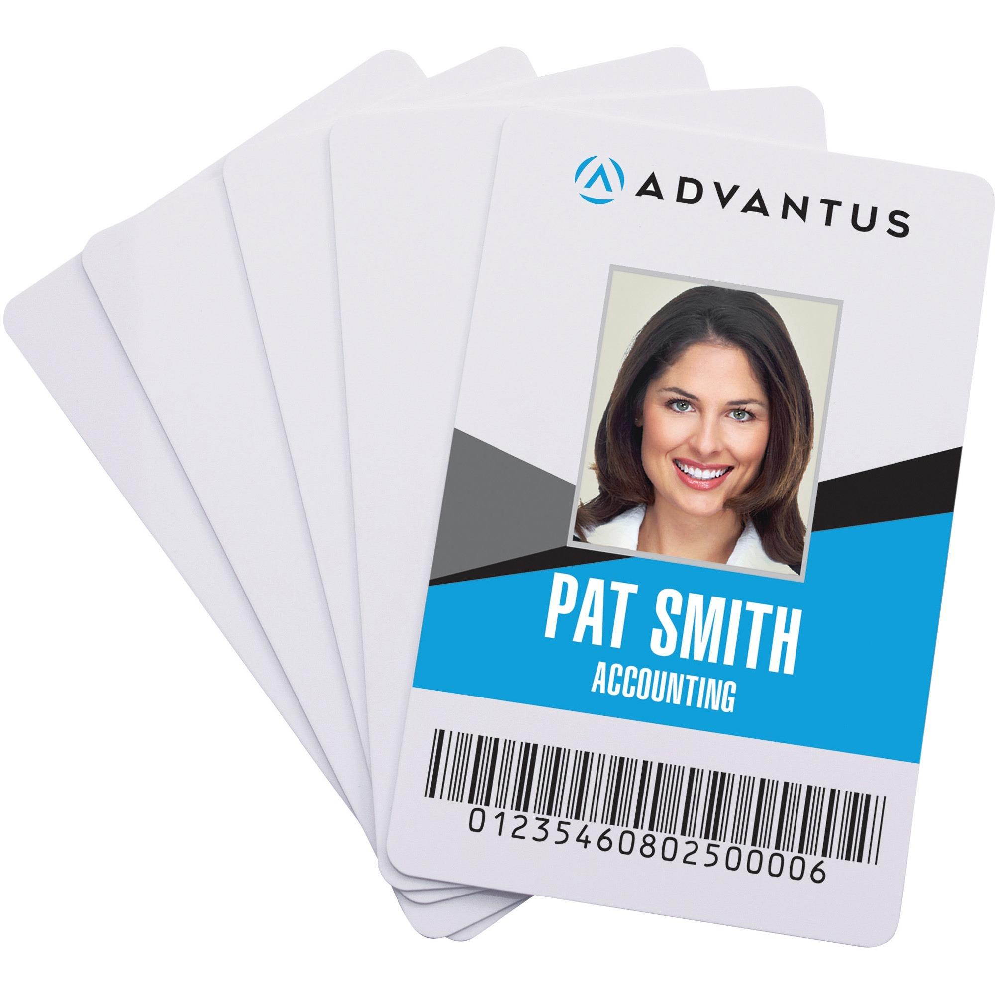 Advantus Blank PVC ID Cards - Printable - 2.13" Width x 3.38" Length - 100 - White - Polyvinyl Chloride (PVC)