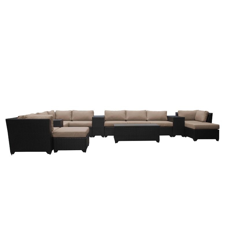 3pc Outdoor Wicker Conversation Set with Sofa Chairs & Table - Crestlive Products