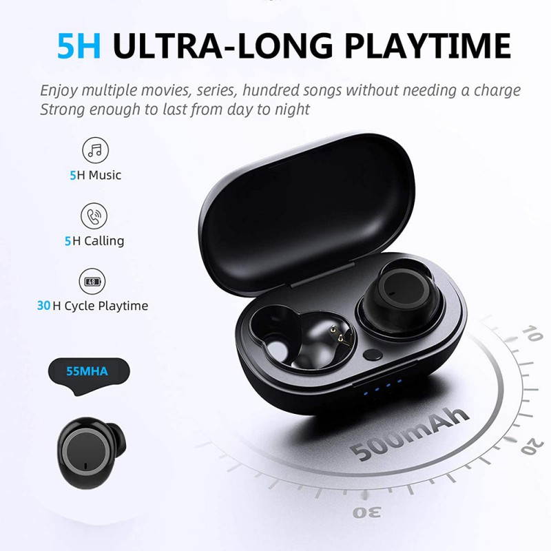 Norbi W12 TWS Bluetooth Earphones Fingerprint Touch Wireless Earbuds HD Stereo Wireless Headphones Noise Cancelling Gaming Headset For Samsung/Apple/iPhone/Android