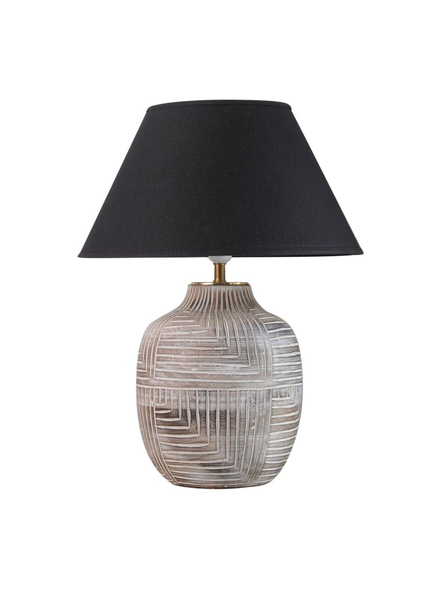 Kapoor Lamp Shades Distress White & Black Wood Cumberland Cotton Shade Table Lamp