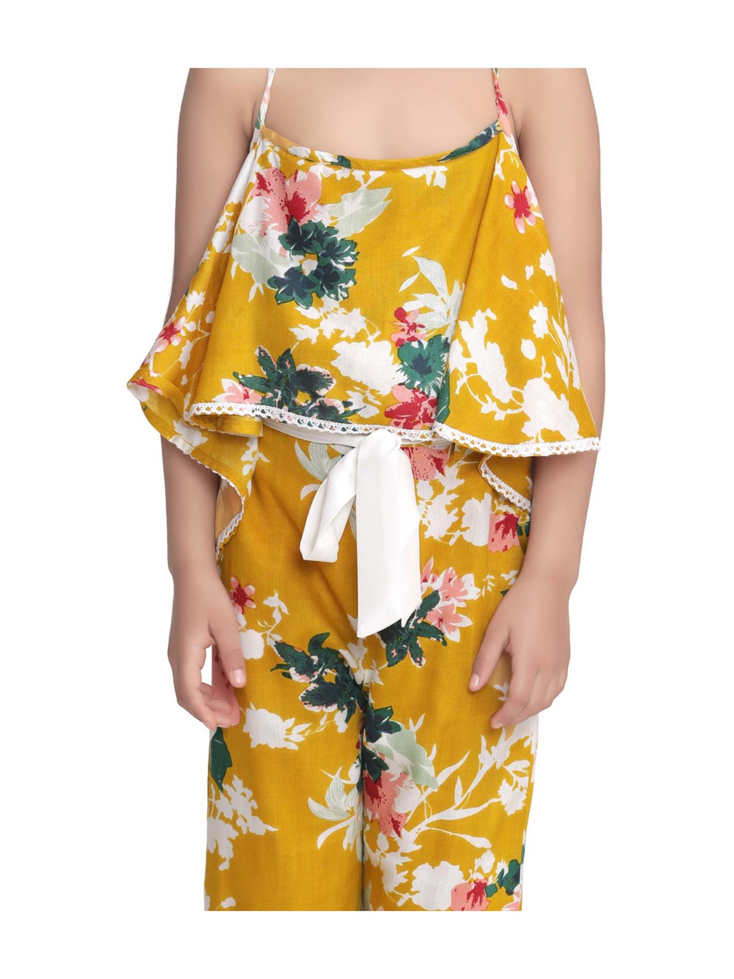 StyleStone Kids Yellow Floral Print Jumpsuit