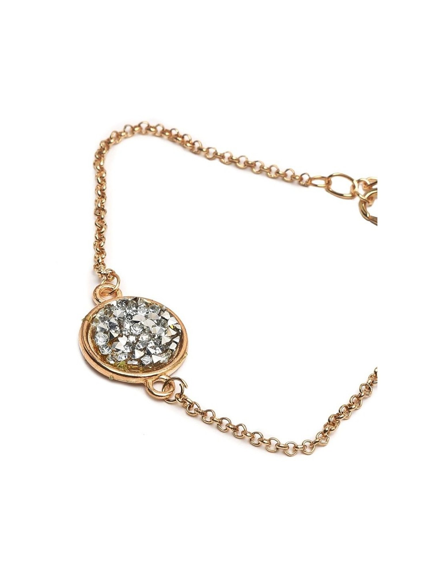 YouBella Women Gold-Plated & White Wraparound Flexible fit Bracelet